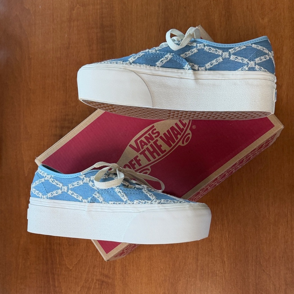 Vans Light Blue Denim Platform Lace-Up Sneakers
